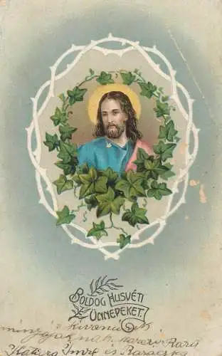 Holiday postcard religion card Jesus Hungary