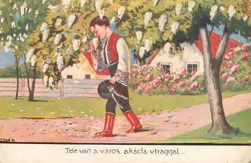 Holiday postcard traditions traditional costumes HUngary