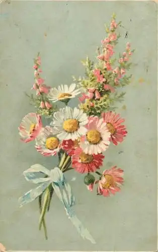 Holiday postcard flower bouquet daisy