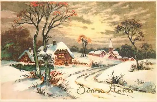 Holiday postcard New Year winter landscape