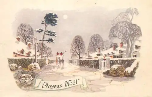 Holiday postcardChristmas scene carriage village