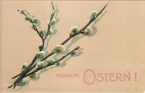 Easter greetings fantasy vintage postcard flowers