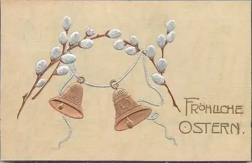 Easter greetings fantasy vintage postcard bell