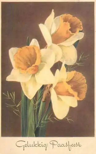Easter greetings fantasy vintage postcard flower