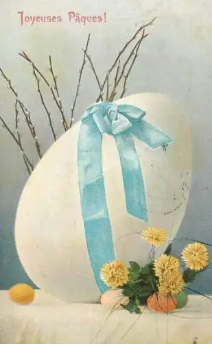 Easter greetings fantasy vintage postcard egg basket 1907