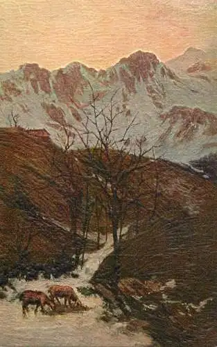 Postcard animals in mountain landscape