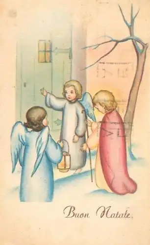Postcard Easter scene angels