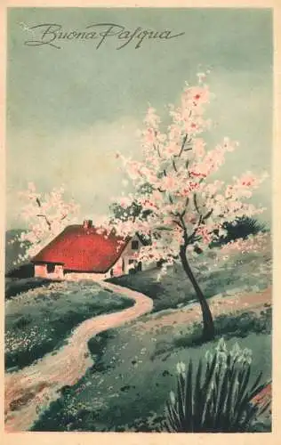 Postcard fine arts painting Buona Pasqua