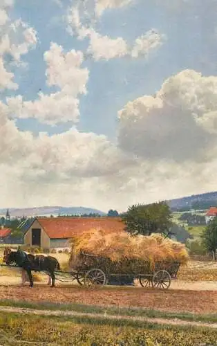 Postcard fine arts painting hay carriage