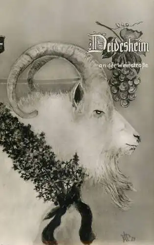 Postcard animal goat Deidesheim