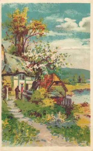 Postcard 1947 house on lake side