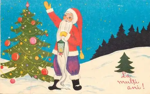 Postcard Christmas card Santa