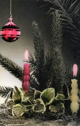 Postcard Christmas candle globe