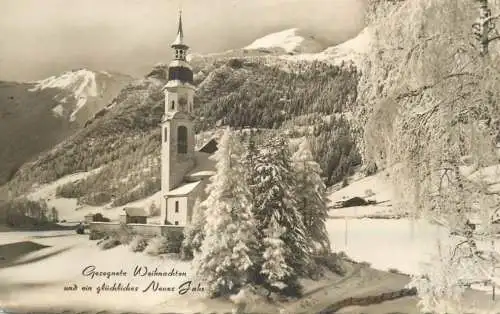 Postcard Austria church Newschaft winter snow
