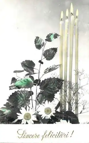 Postcard flower vase daisy candle
