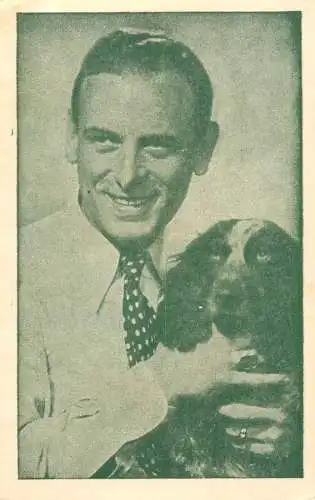 Postcard elegant man and dog 1939