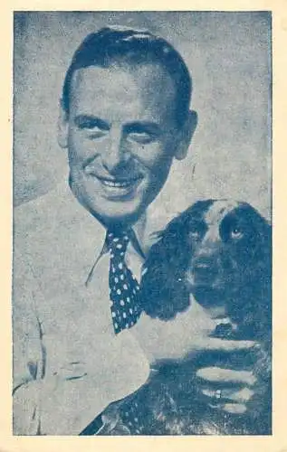 Postcard elegant man and dog 1939