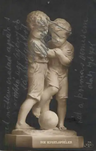 Postcard sculptures children playing