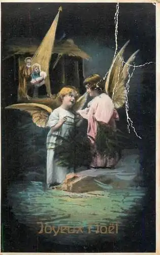 Postcard 1919 Christmas angel scene