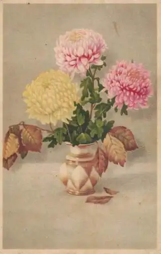 POstcard flower vase 1950