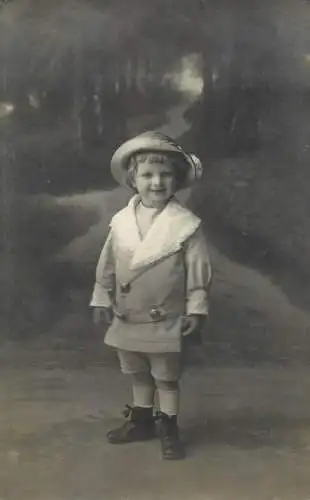 Children postcard elegant girl with hat