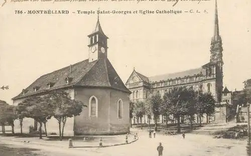 Montbeliard - Temple Saint Georges et Eglise Catholique