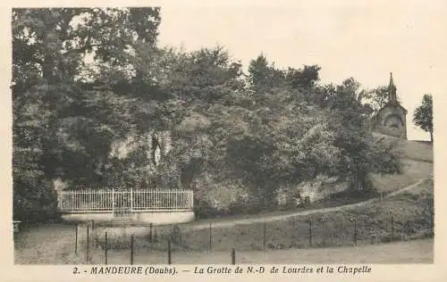 Mandeure (Doubs) - La Grotte de Notre Dame de Lourdes et la Chapelle