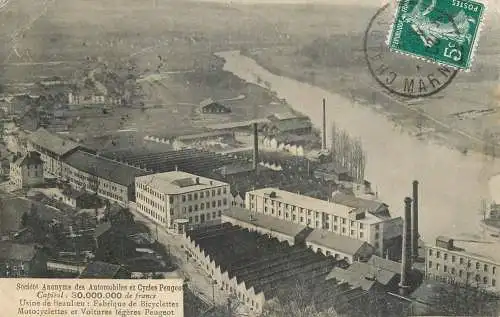 Valentigney usine de Beaulieu fabrique de bicyclettes motocyclettes et voitures legeres Peugeot