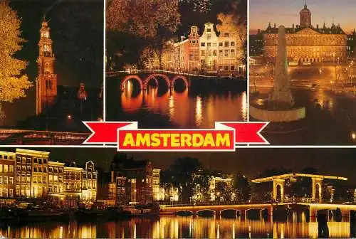 Amsterdam by night pier clocktower