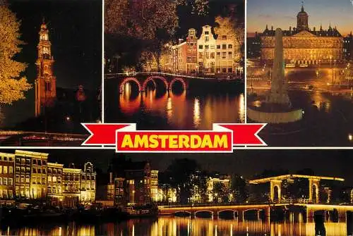 Amsterdam by night pier clocktower