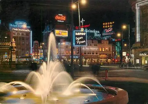 Amsterdam by night Leidseplein fountain