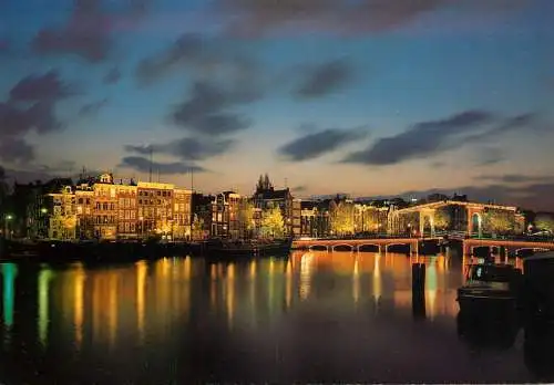 Amsterdam by night canal bridge