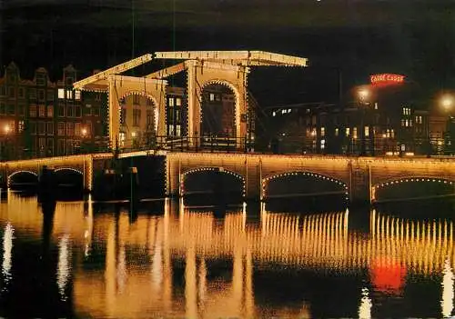 Amsterdam by night skinny bridge over Amstel