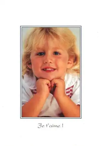 Children postcard baby bebe je t'aime smile