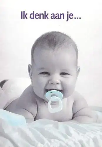 Children postcard baby bebe with pacifier
