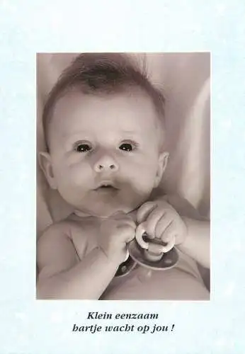 Children postcard baby bebe with pacifier