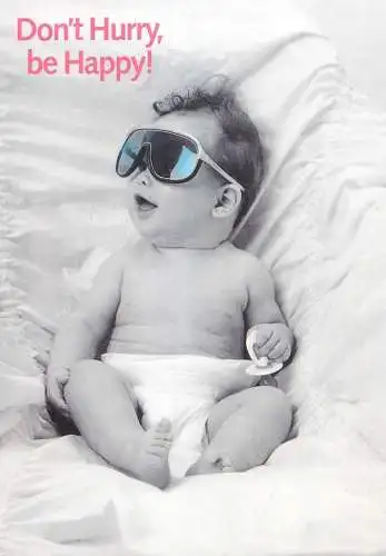 Children postcard baby bebe with ski goggles smile