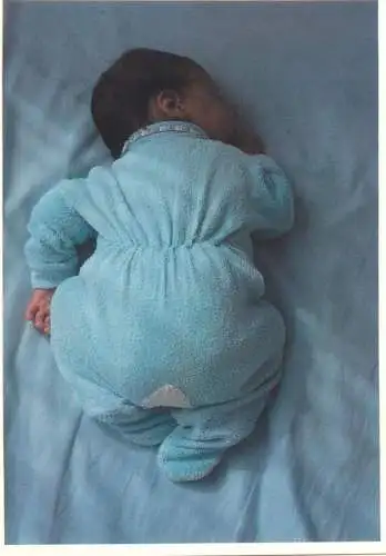Children postcard baby bebe sleeping on the belly