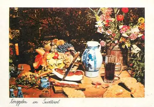 Postcard hotel restaurant SudTirol picnic table