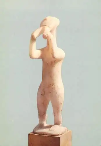 Greece Athens National Archaelogical Museum Male figure playing double flute from Keros 2400-2200 BC
