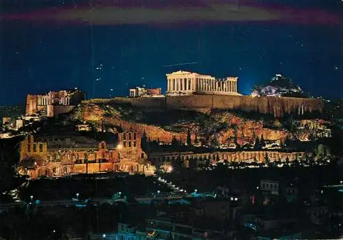 Greece Athens Acropolis illuminated
