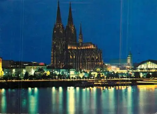 Germany Koln am Rhein Dom illuminated