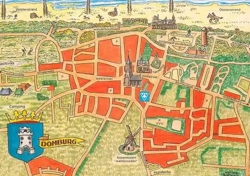 Map postcard Domburg windmill