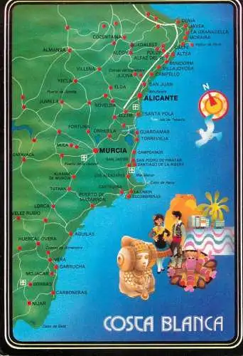 Map postcard Costa Blanca