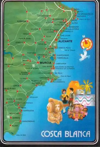 Map postcard Costa Blanca