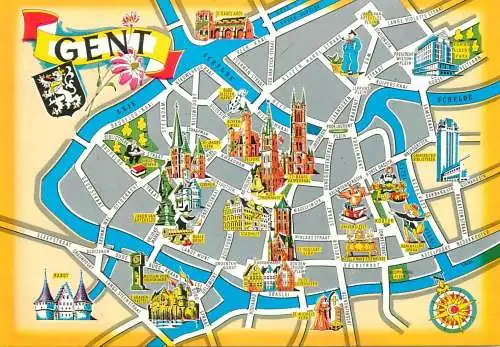 Map postcard Gent