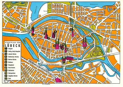 Map postcard Lubeck