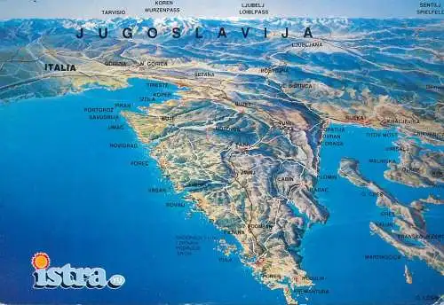 Map postcard Iugoslavia Istra