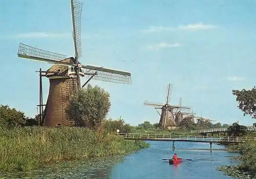 Windmill Holland De Overwaard Kinderdijk rowboat
