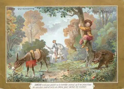 AU BON MARCHE Paris chromo Exposition 1900 maison Aristide Boucicaut magasins nouveautes Sancho Don Quichotte